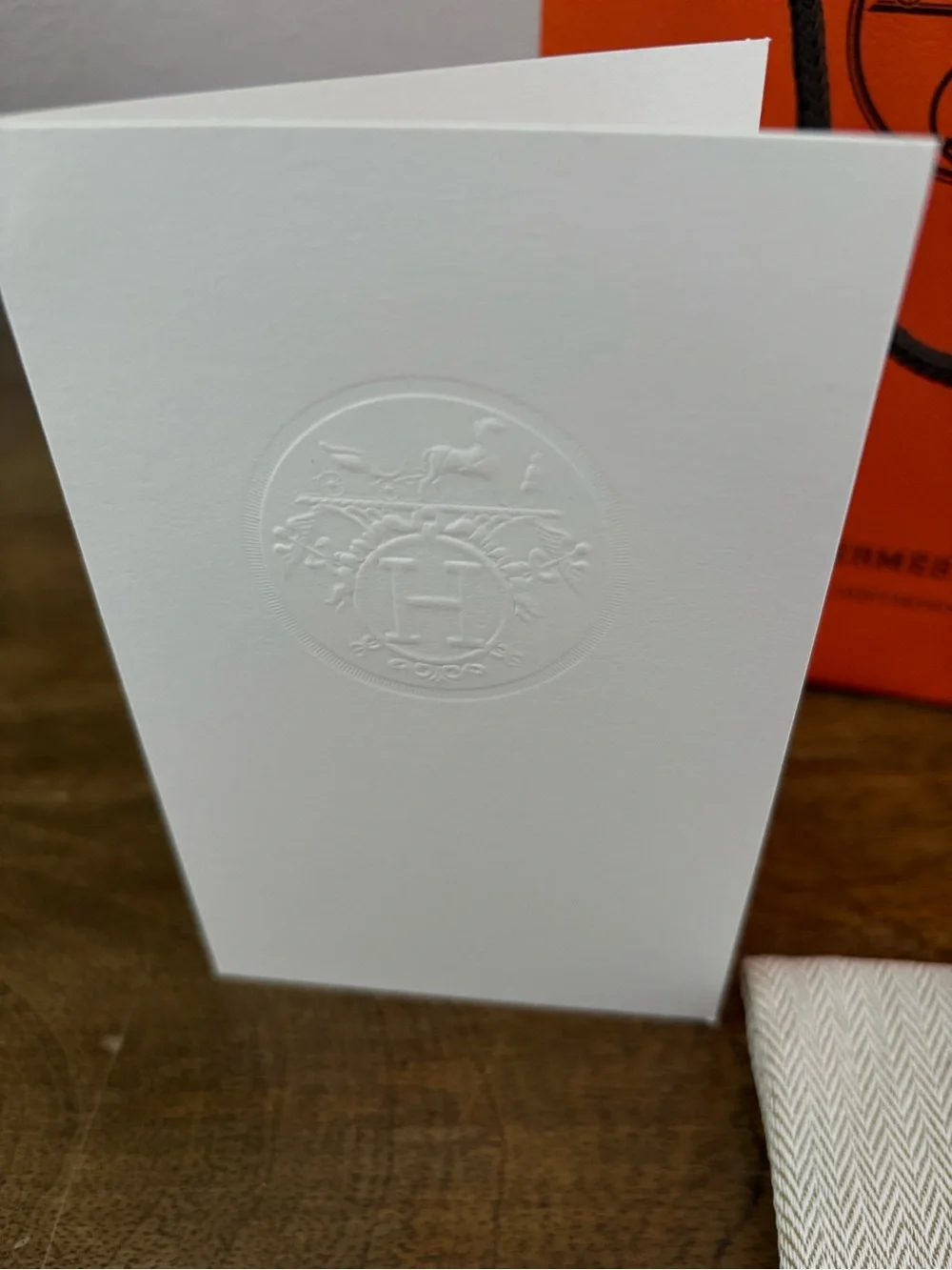 Hermes Bright Orange Empty Gift Bag and Box Set with Brown Ribbon NWOT